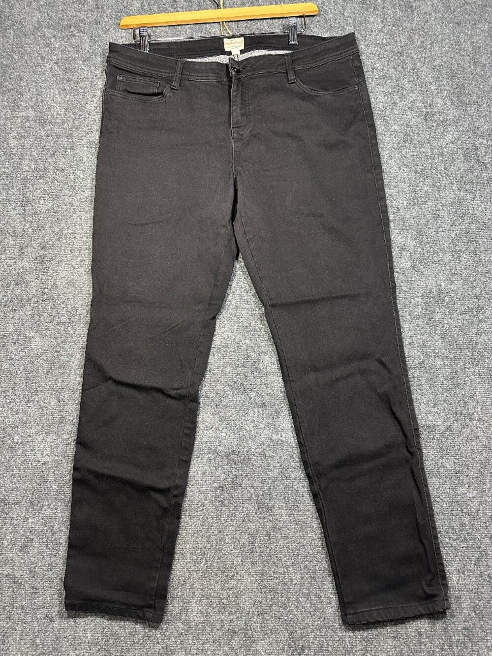 Weatherproof Jeans Womens 16 Slim Straight Leg Black Cotton Stretch Pockets